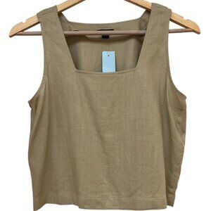 NWT Ann Taylor Khaki colored square neck sleeveless top size SP